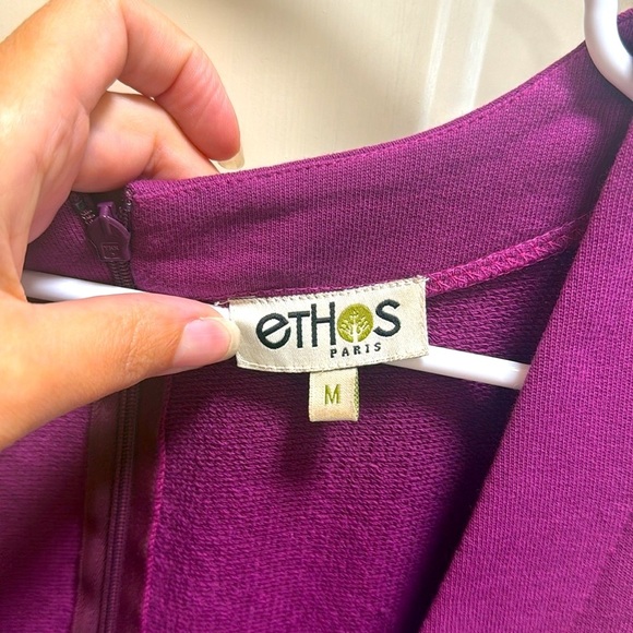 Ethos Paris Organic Cotton Purple Sleeveless Maxi Dress Floral Design size M - Picture 3 of 7